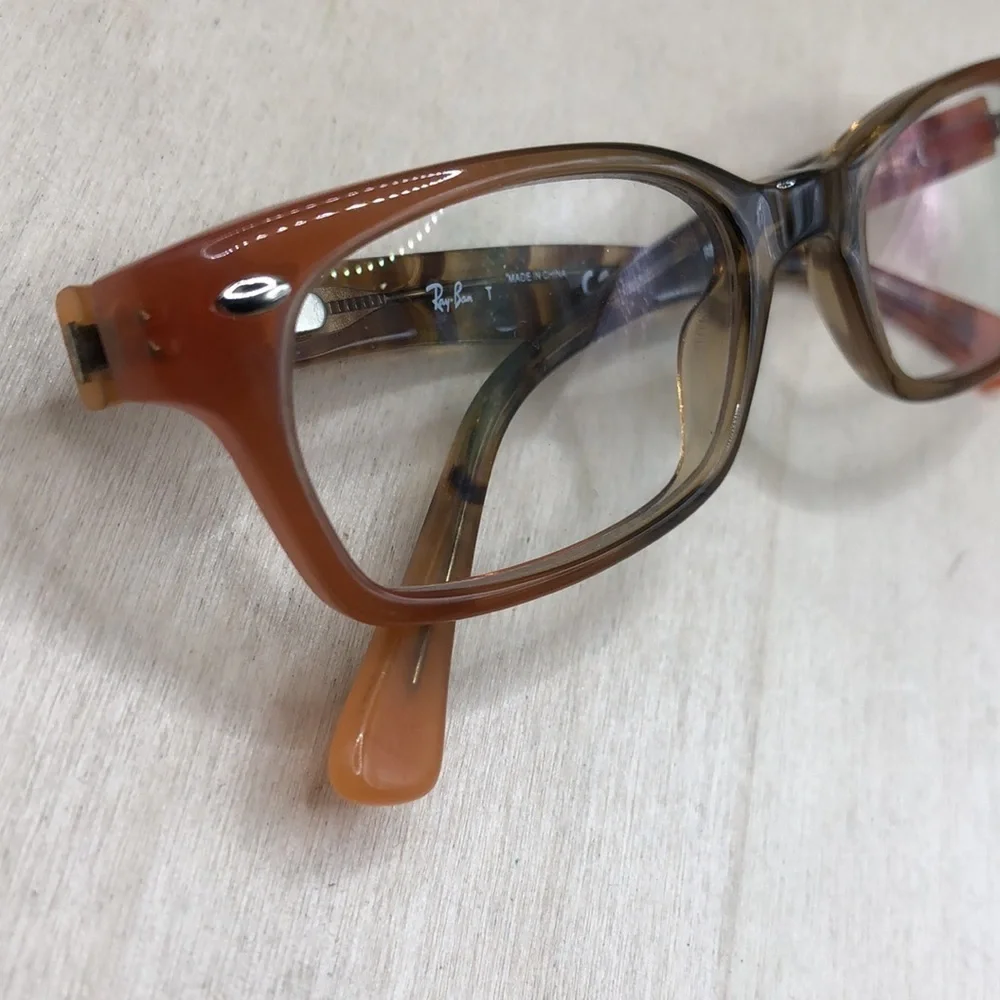 Ray-Ban  RB5150-5487 Women Brown Orange Peachy Rectangle Glasses FRAMES ONLY